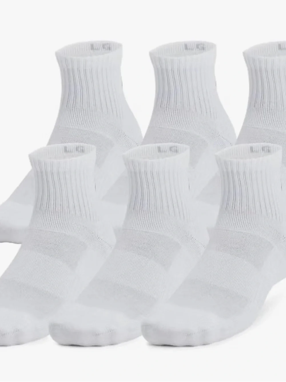 Under Armour Unisex-Adult Training Cotton Quarter Socks 6 Pack, White/BLK 2631